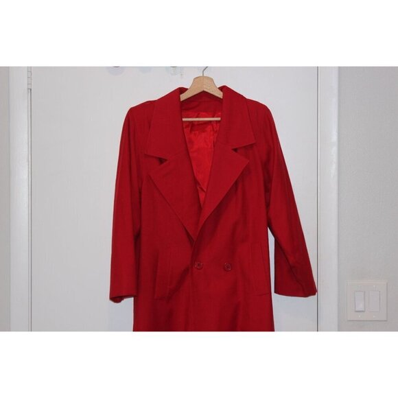 Vintage Diana Charles Red Wool Overcoat Size  4/5 (Small) Womens - Picture 2 of 13